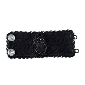 Pulsera ancha bordada negra
