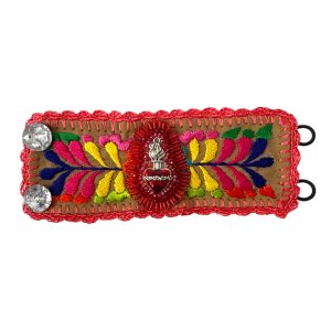 Pulsera ancha bordada naranja multicolor