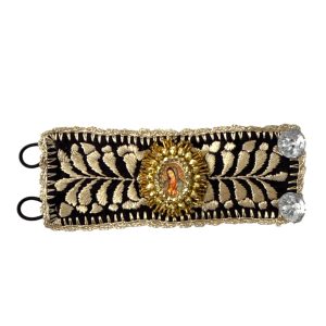 Pulsera ancha bordada café