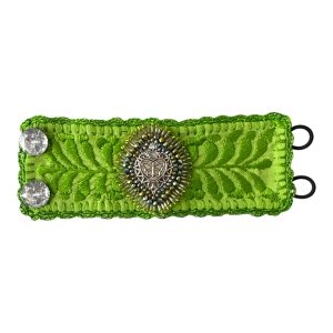 Pulsera ancha bordada verde limón