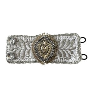 Pulsera ancha bordada Destello Plateado