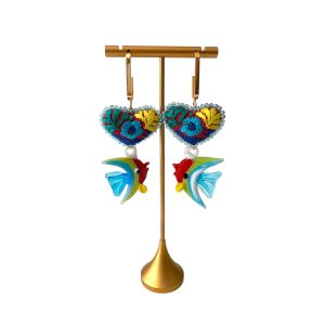 Arete Corazón Pez Azul