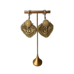 Arete Corazón Plano Perla dorada