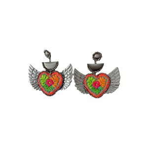 Arete Corazón Ángel Plateado
