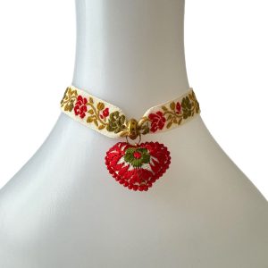 Choker corazón rojo y verde