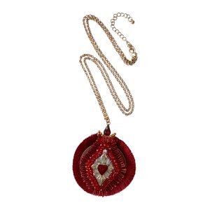 Collar largo corazón milagro rojo