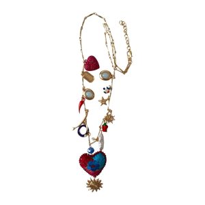 Collar largo corazón multicolor charms