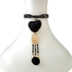 Choker corazón cristales negros