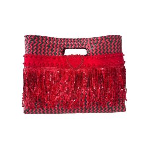 Bolsa de rafia roja