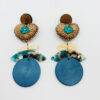 ARETES BEIGE CON AZUL
