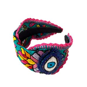 Diadema tipo turbante turquesa