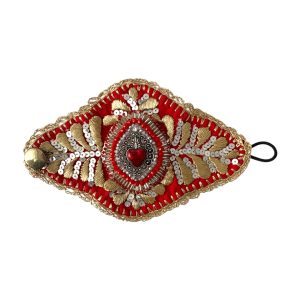 Pulsera rombo bordada rojo dorada