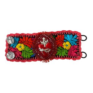 Pulsera ancha bordada salmón multicolor