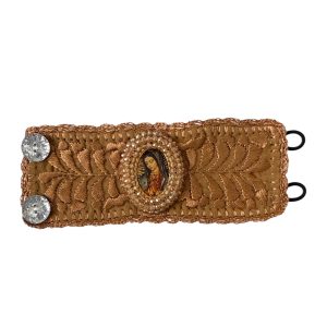 Pulsera ancha bordada tierra