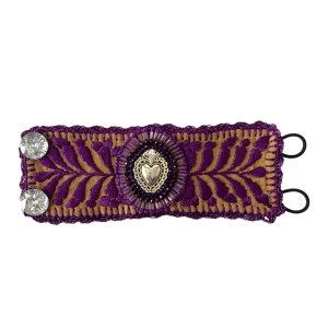 Pulsera ancha bordada contrastes cafés