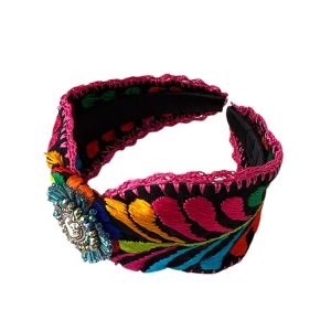 Diadema tipo turbante multicolor oscuro