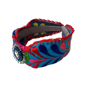Diadema tipo turbante azul multicolor