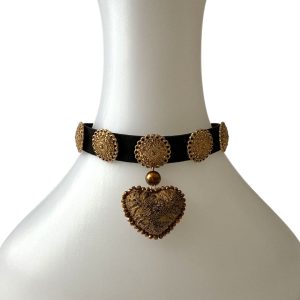 Choker corazón café