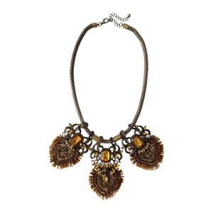 Collar gargantilla 3 corazones cristal bronce