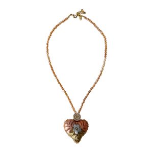 Collar corto corazón dorado rosa