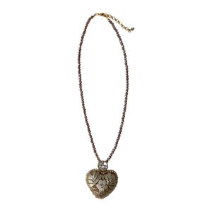 Collar corto corazón café dorado