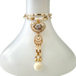 Choker corazón tricolor blanco