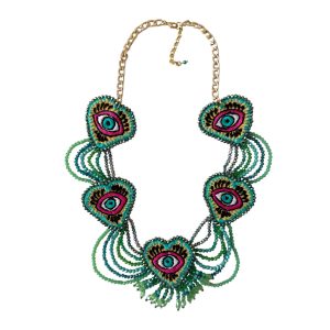 Collar 5 corazones cristal verde