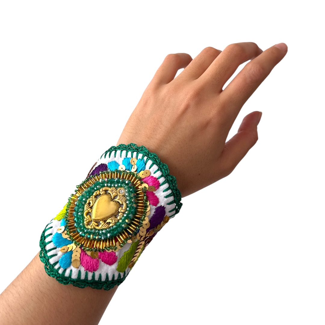 Pulsera rombo bordada multicolor - Imagen 2