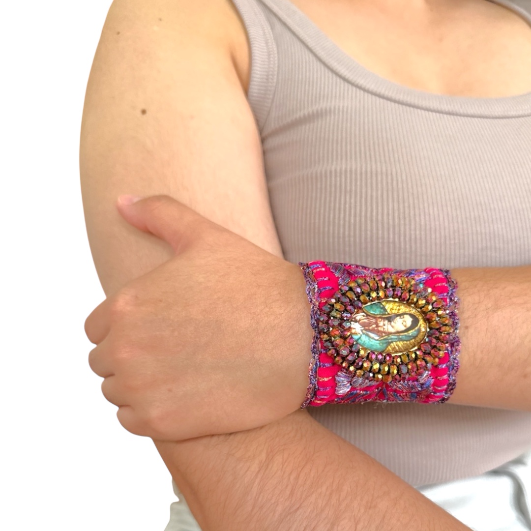 Pulsera ancha bordada hilos radiantes - Imagen 3